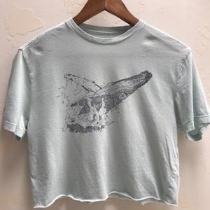 Cropped & Distressed Light Blue Wale T-Shirt